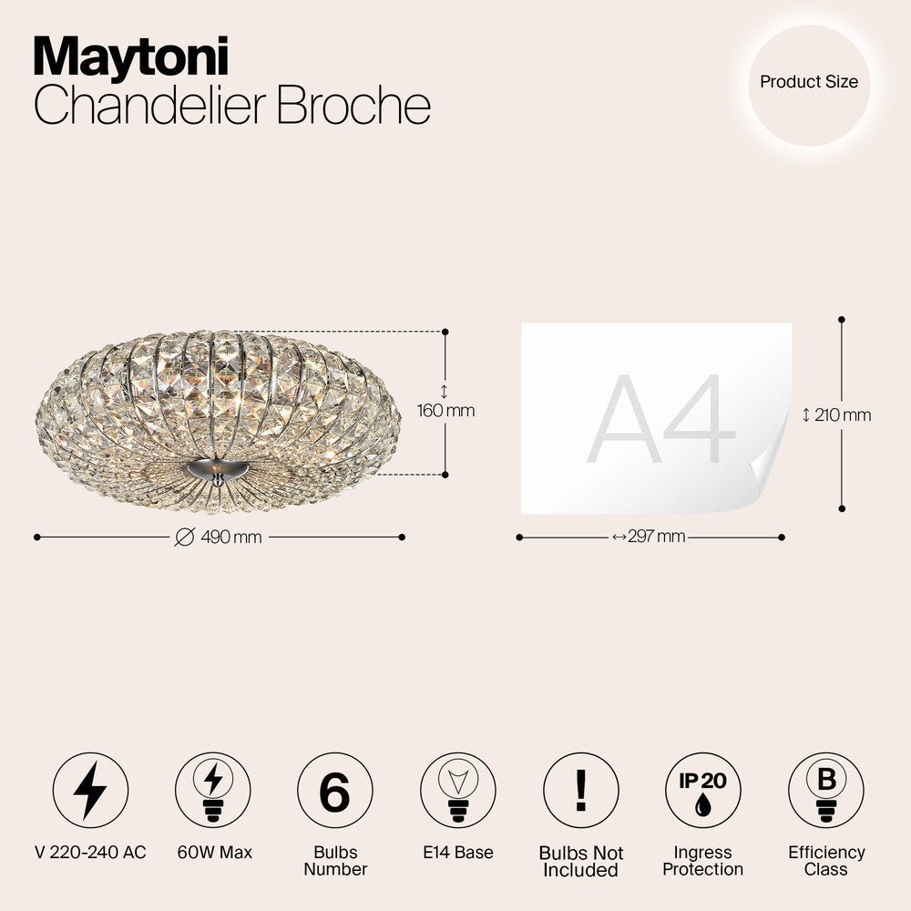 Broche Chandelier With Nickel Styling - Large-Maytoni-South Charlotte Fine Lighting