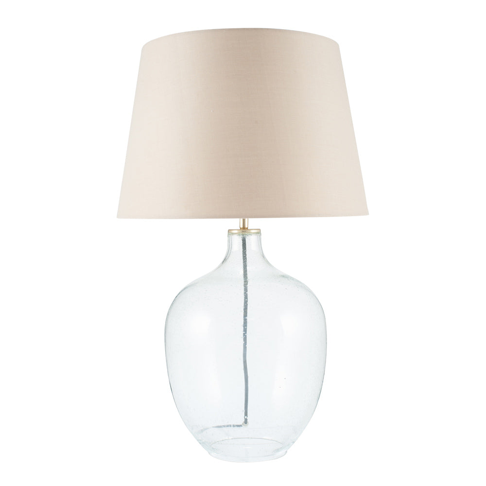 Islay bubble glass table lamp with optional neutral lampshade