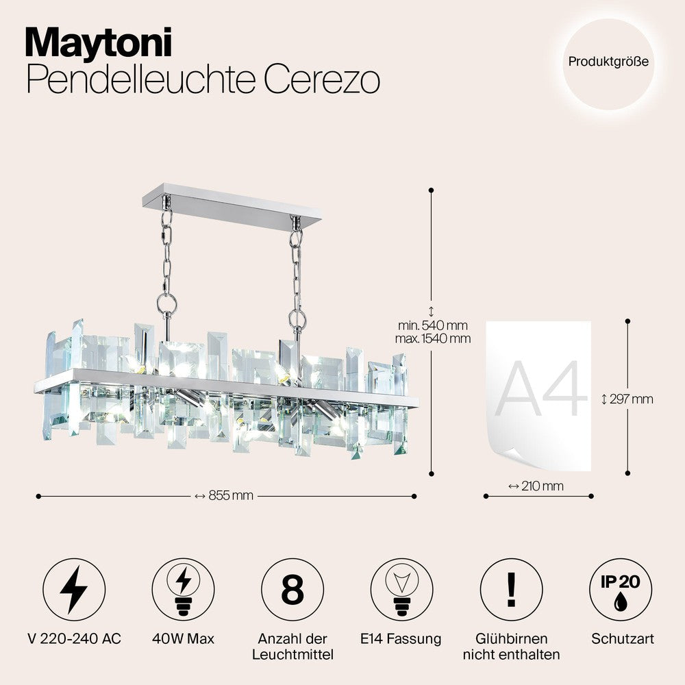 Cerezo Linear Chandelier With Chrome Styling-Maytoni-South Charlotte Fine Lighting