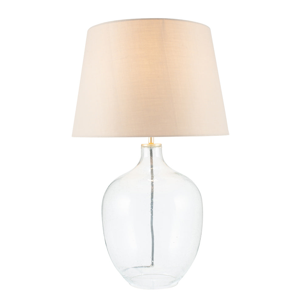 Clear bubble glass table lamp with optional lampshade