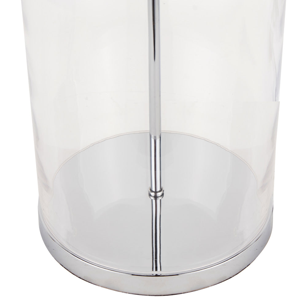 Cloche glass table lamp metal base