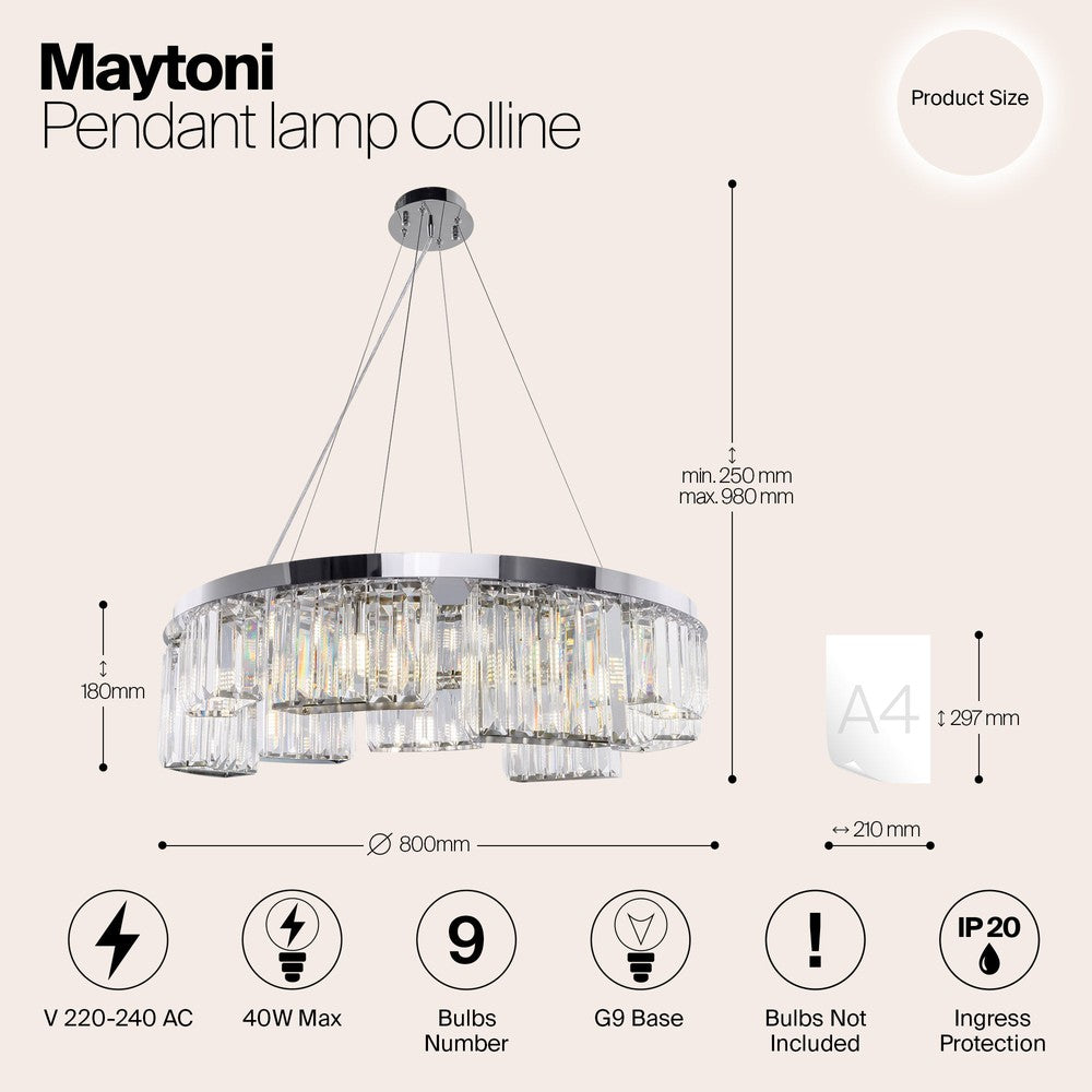 Colline Chandelier Wide With Chrome Styling-Maytoni-South Charlotte Fine Lighting