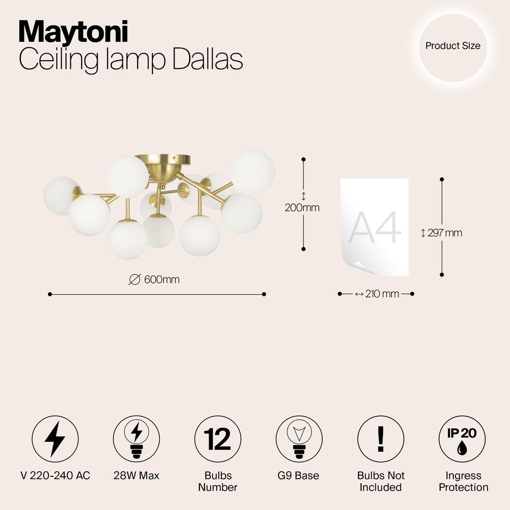 Dallas Chandelier Cluster With Gold Styling-Maytoni-South Charlotte Fine Lighting