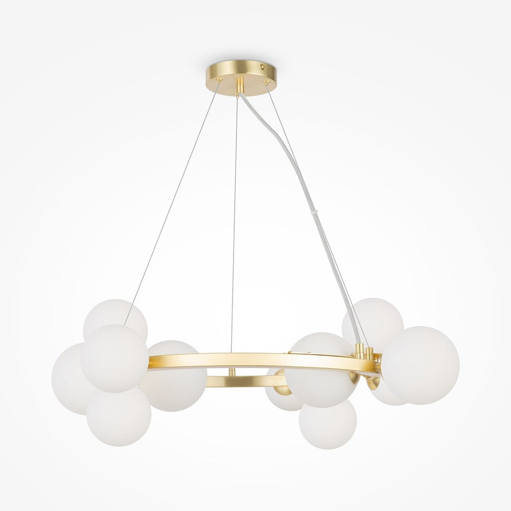 Dallas Circular Pendant Lamp With Gold Styling And White Shades-Maytoni-South Charlotte Fine Lighting