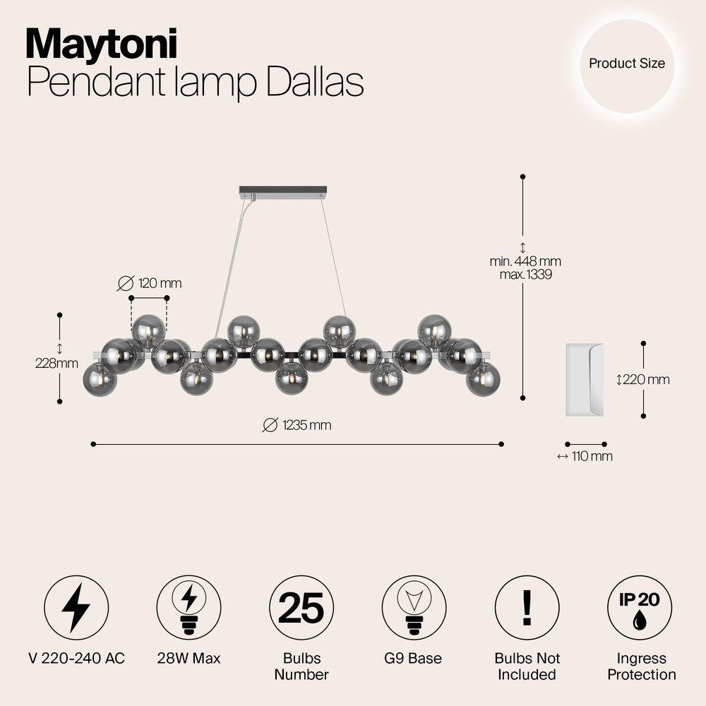 Dallas Linear Twist Pendant Lamp With Chrome Styling-Maytoni-South Charlotte Fine Lighting