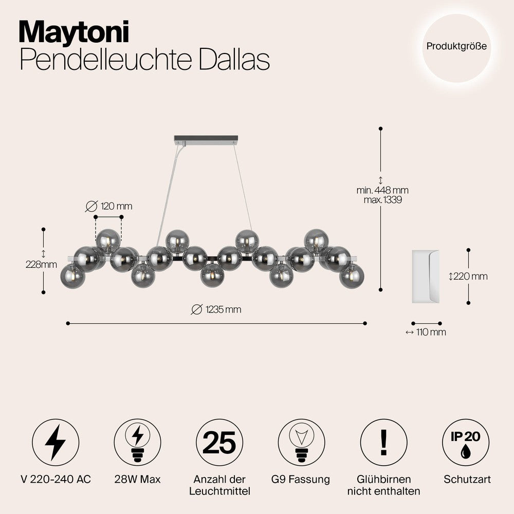 Dallas Linear Twist Pendant Lamp With Chrome Styling-Maytoni-South Charlotte Fine Lighting