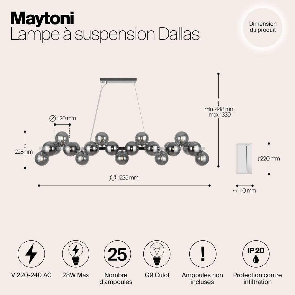 Dallas Linear Twist Pendant Lamp With Chrome Styling-Maytoni-South Charlotte Fine Lighting