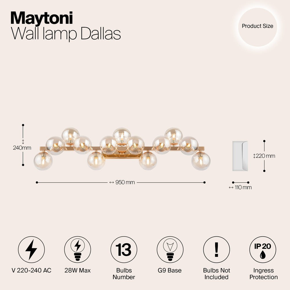 Dallas Long Wall Lamp With Gold Styling-Maytoni-South Charlotte Fine Lighting