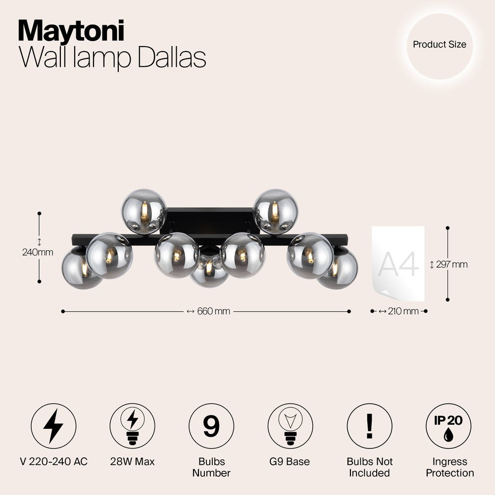 Dallas Short Wave Wall Lamp In Black-Maytoni-South Charlotte Fine Lighting
