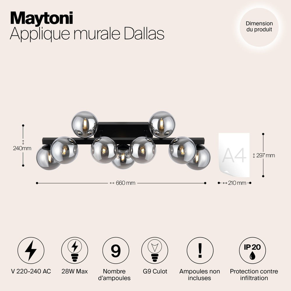 Dallas Short Wave Wall Lamp In Black-Maytoni-South Charlotte Fine Lighting