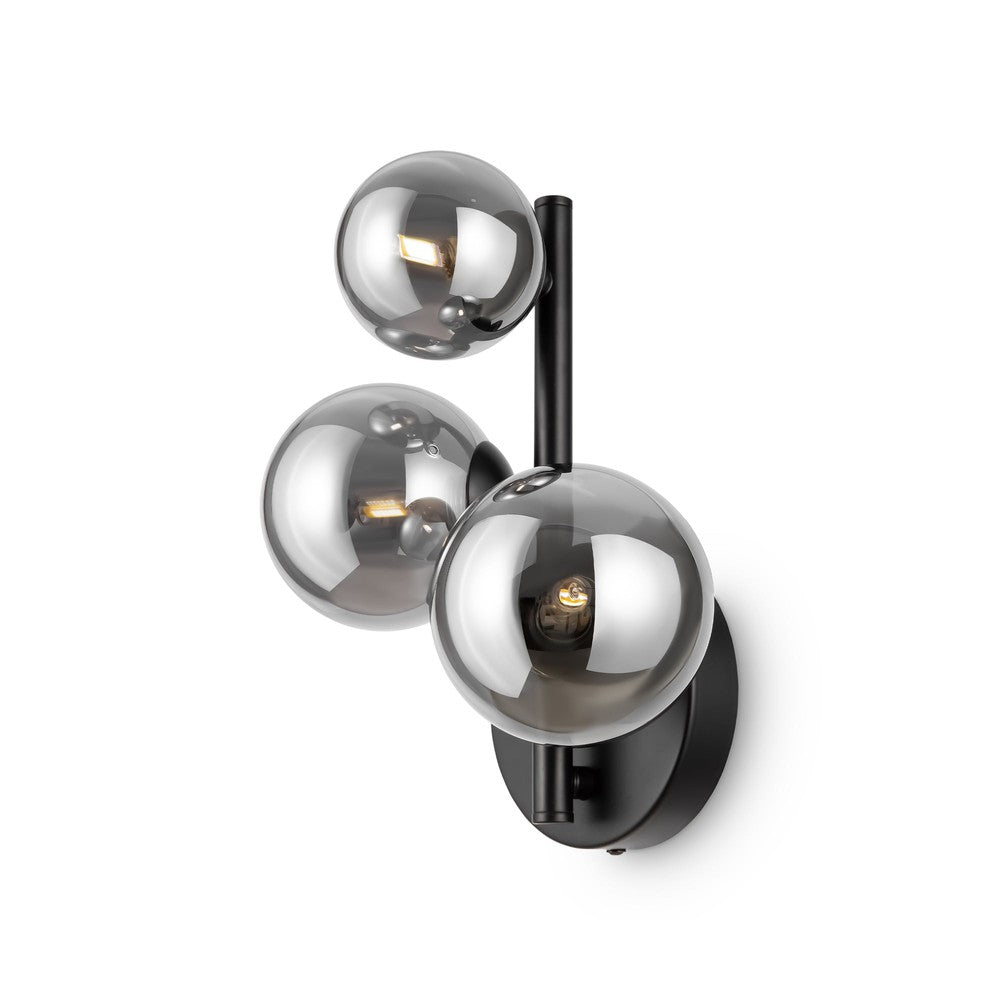 Dallas Three Way Wall Lamp In Black-Maytoni-South Charlotte Fine Lighting