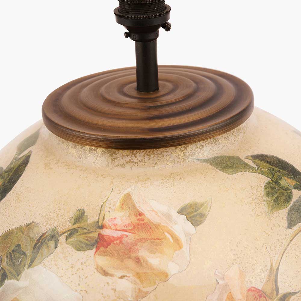 Dark antique brass detail on floral table lamp sold by South Charlotte Fine Lighting