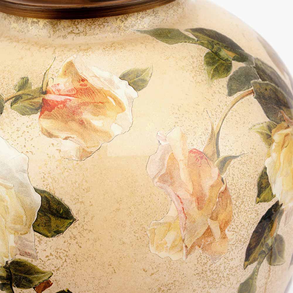 Detail on floral table lamp sold by South Charlotte Fine Lighting