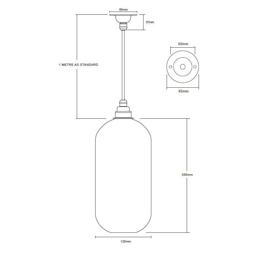 Diagram of Charlton Pendant Mini glass pendant light sold by South Charlotte Fine Lighting