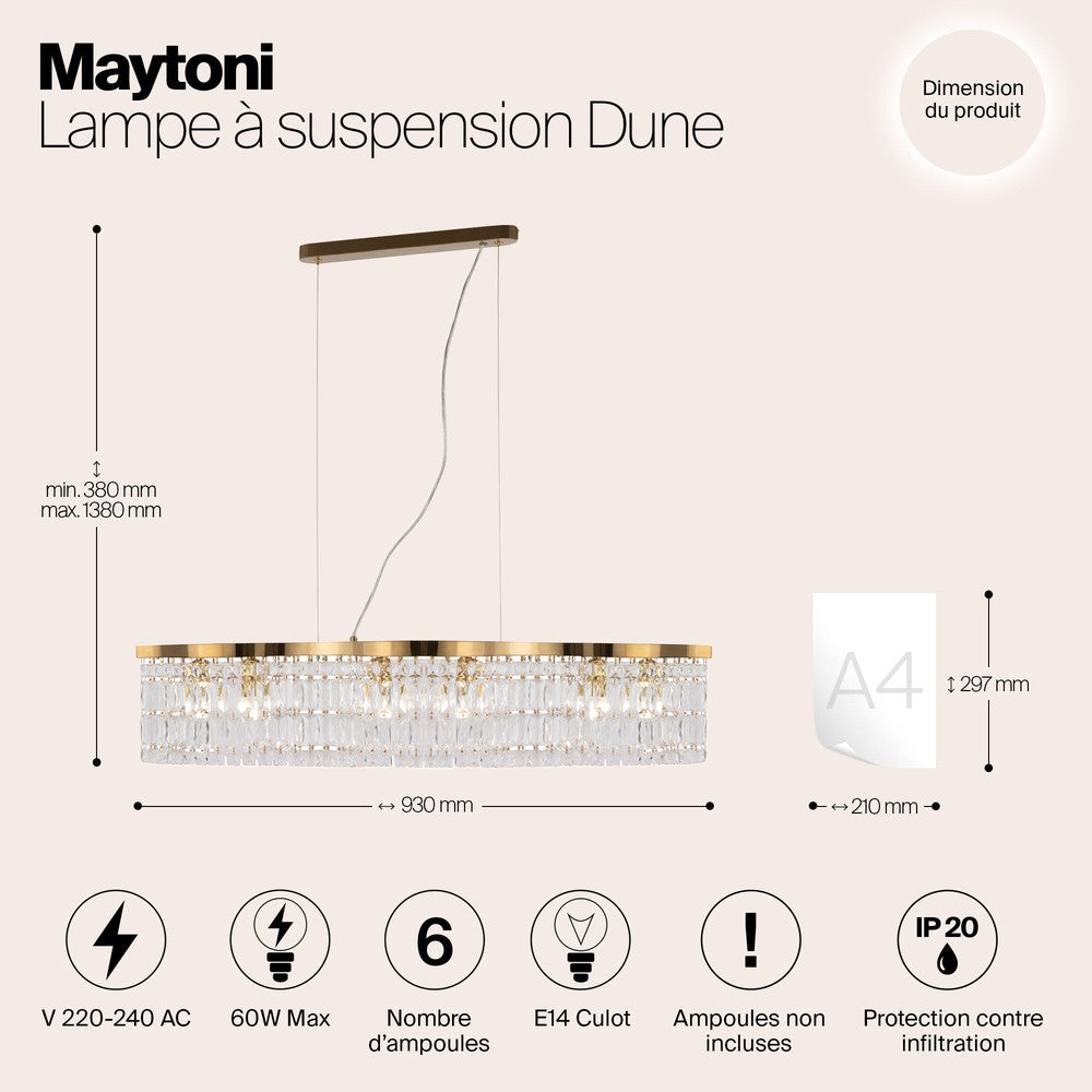 Dune Linear Chandelier With Gold Styling-Maytoni-South Charlotte Fine Lighting