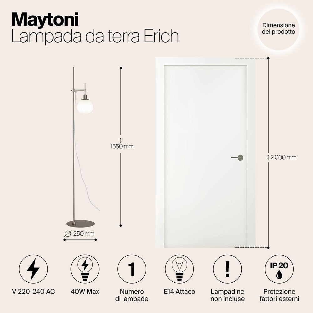 Erich Floor Lamp With Nickel Styling-Maytoni-South Charlotte Fine Lighting