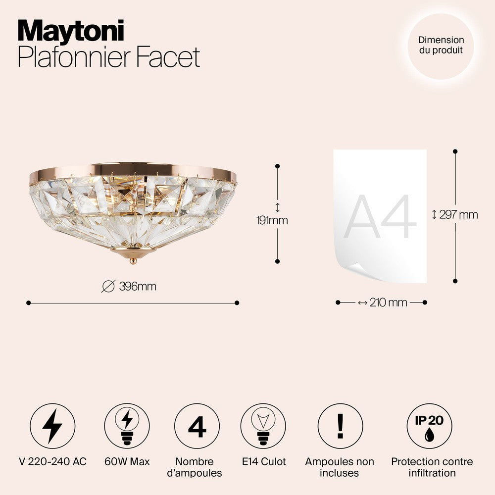 Facet Ceiling Lamp With Gold Styling - Shallow-Maytoni-South Charlotte Fine Lighting