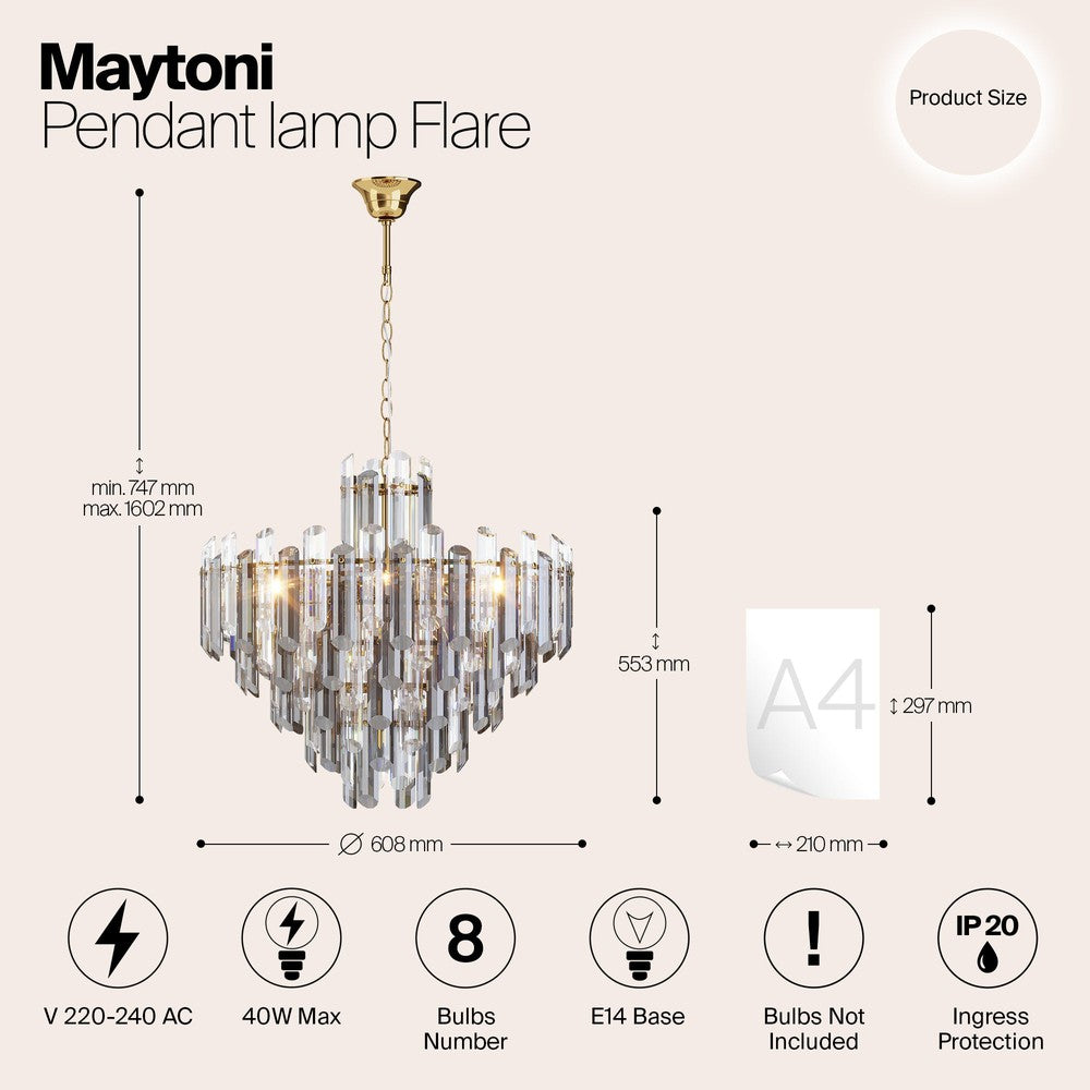 Flare Chandelier With Gold Styling - Large-Maytoni-South Charlotte Fine Lighting