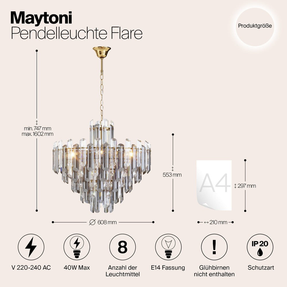 Flare Chandelier With Gold Styling - Large-Maytoni-South Charlotte Fine Lighting