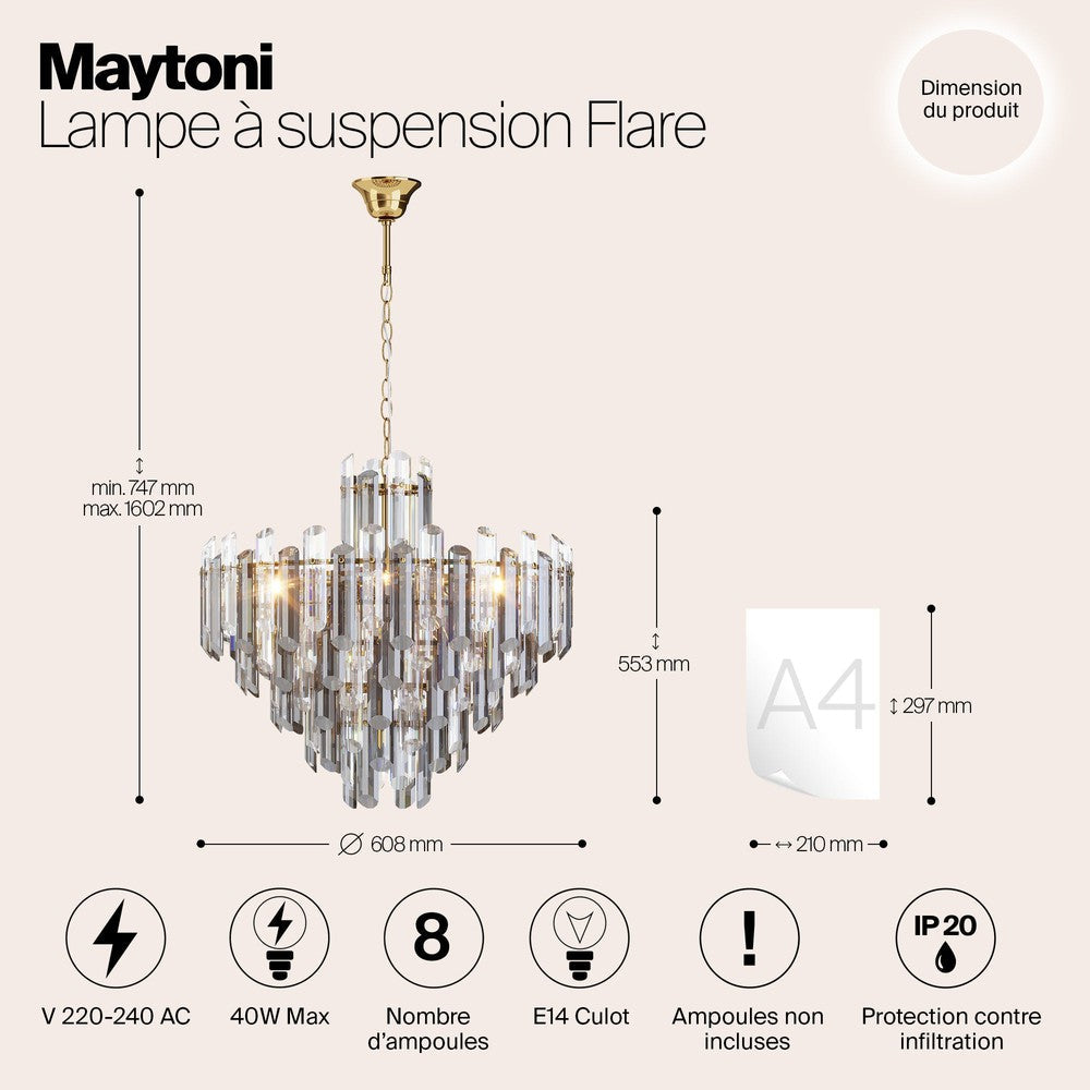 Flare Chandelier With Gold Styling - Large-Maytoni-South Charlotte Fine Lighting
