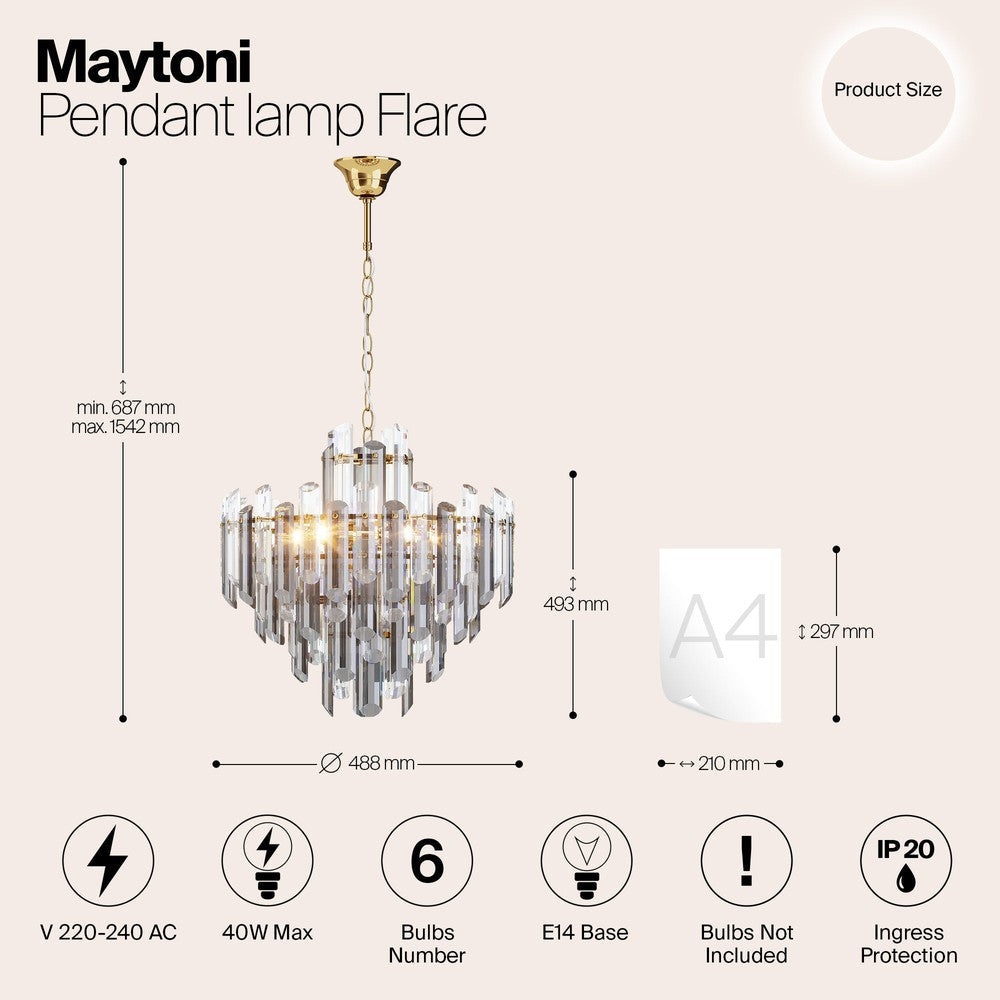 Flare Chandelier With Gold Styling - Medium-Maytoni-South Charlotte Fine Lighting