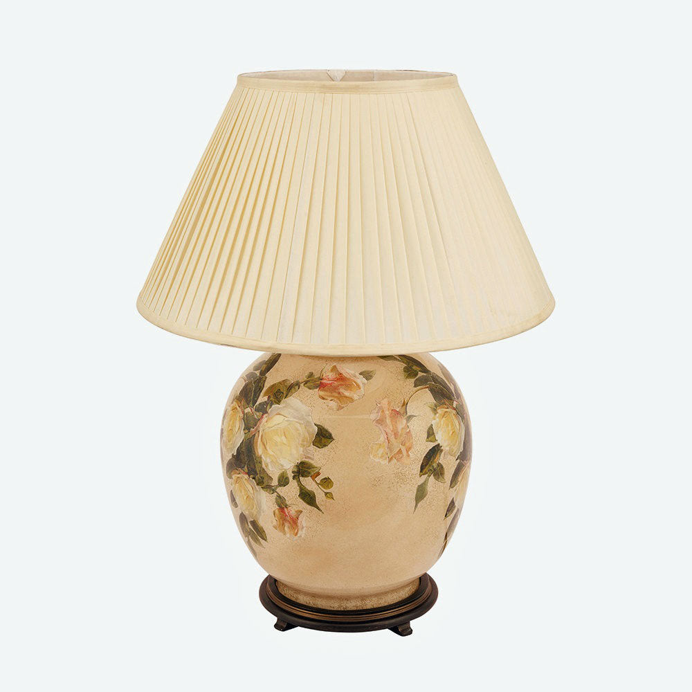 Floral table lamp with empire shade sold by South Charlotte Fine Lighting