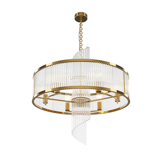 Frame Chandelier With Gold Styling And Glass Spiral-Maytoni-South Charlotte Fine Lighting