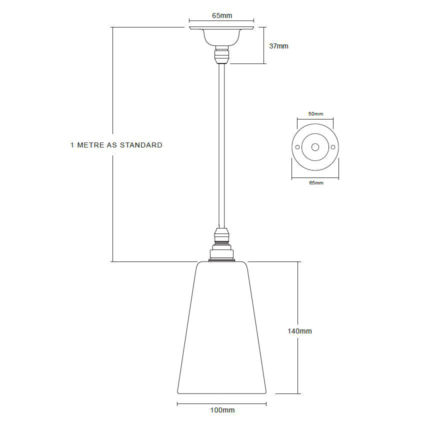 Diagram of Camden Pendant Mini Light which is a glass hanging light sold by South Charlotte Fine Lighting