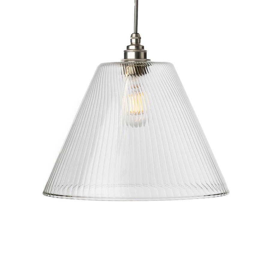 Ribbed glass modern pendant lighting sold by South Charlotte Fine Lighting - this light is the Leverint Camden Pendant in size large