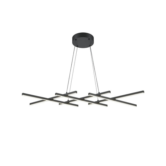 Halo Crosshatch Pendant Lamp In Black-Maytoni-South Charlotte Fine Lighting