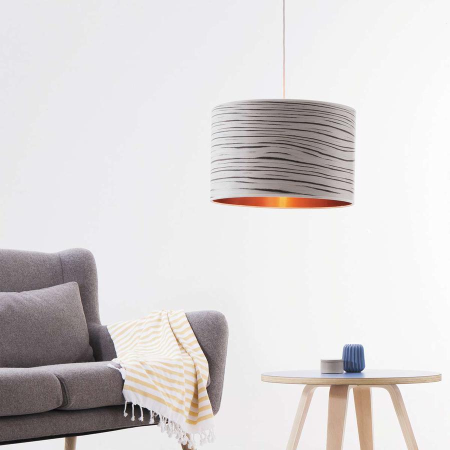 WHITE STRIPE COPPER LUXURY PENDANT LIGHT WITH LAMPSHADE-Storm Furniture-South Charlotte Fine Lighting