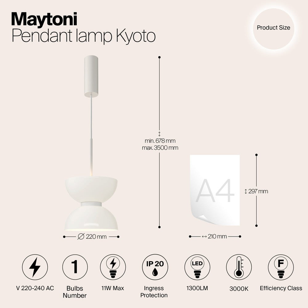 Kyoto Pendant Lamp In White-Maytoni-South Charlotte Fine Lighting