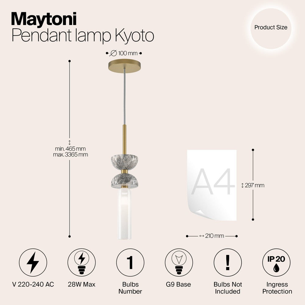 Kyoto Pendant Lamp With Gold And Grey Styling-Maytoni-South Charlotte Fine Lighting