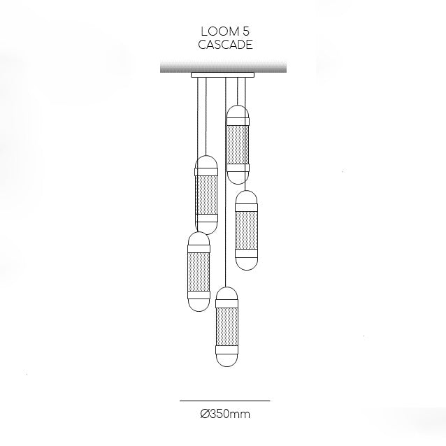 Dimensions for LOOM 5 Pendant Light, supplied by South Charlotte Fine Lighting