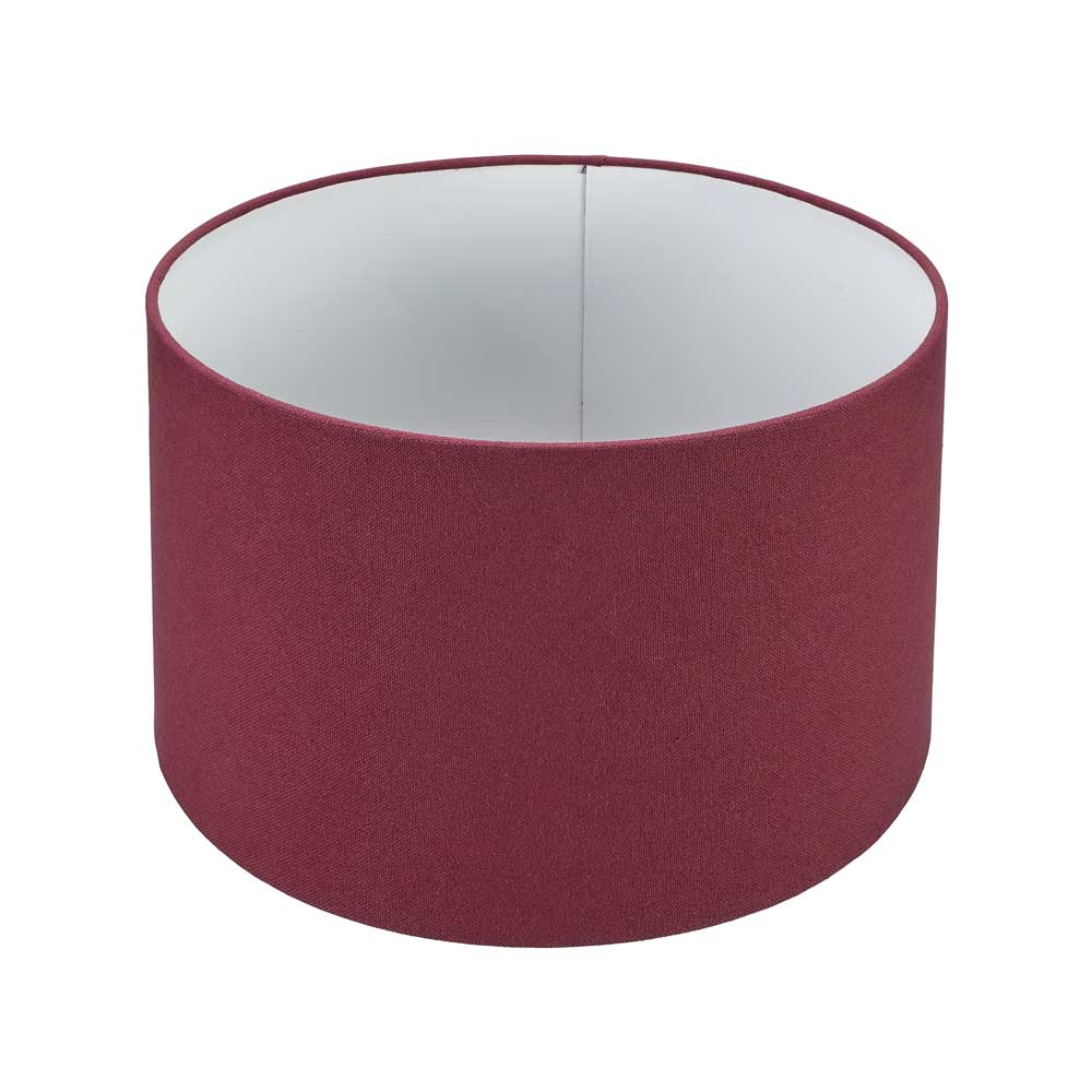 White lining on burgundy lamp shade