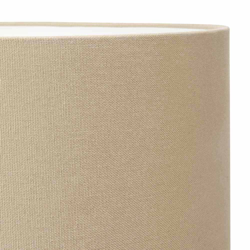 Lamp shade with taupe open weave cotton finish on the outside and white lining on the inside