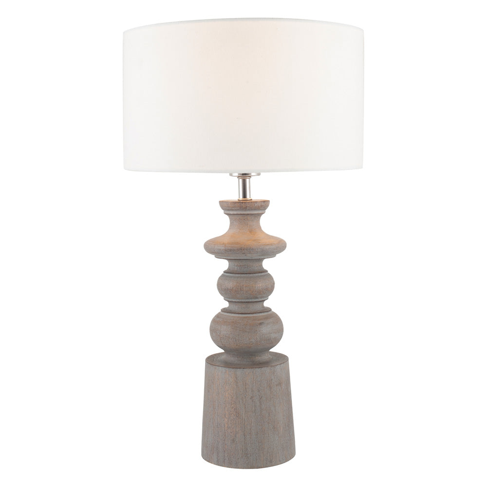 The Henry lamp shade white lit with example base