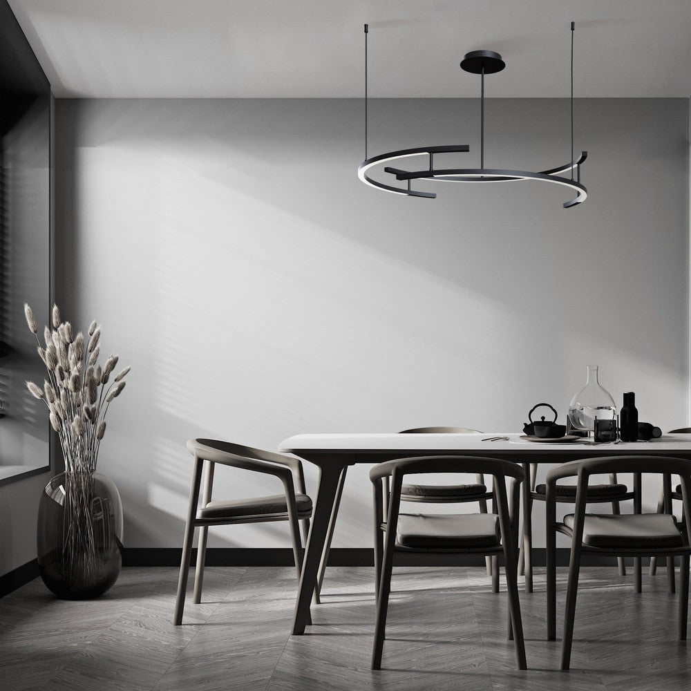 Line Pendant Lamp Curves In Black B-Maytoni-South Charlotte Fine Lighting