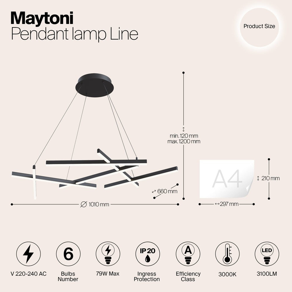 Line Pendant Lamp In Black-Maytoni-South Charlotte Fine Lighting