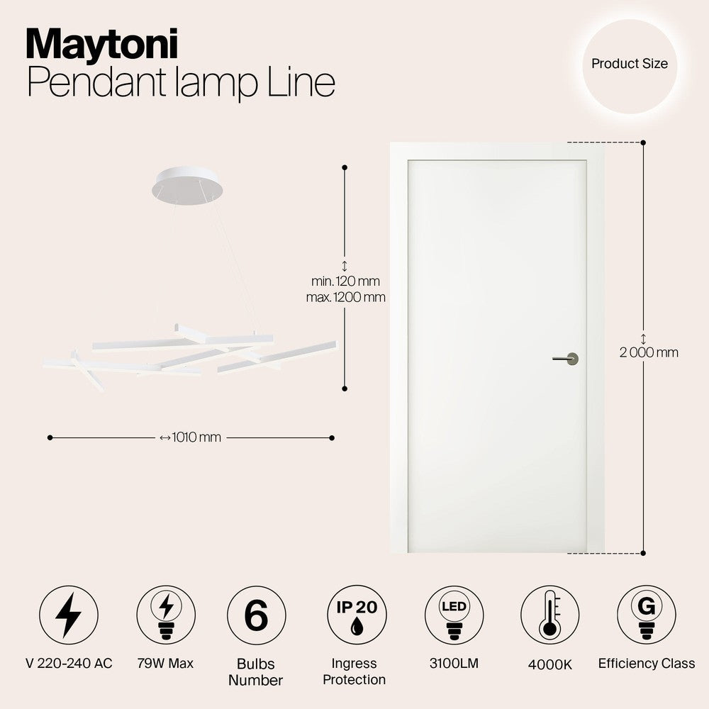 Line Pendant Lamp In White-Maytoni-South Charlotte Fine Lighting