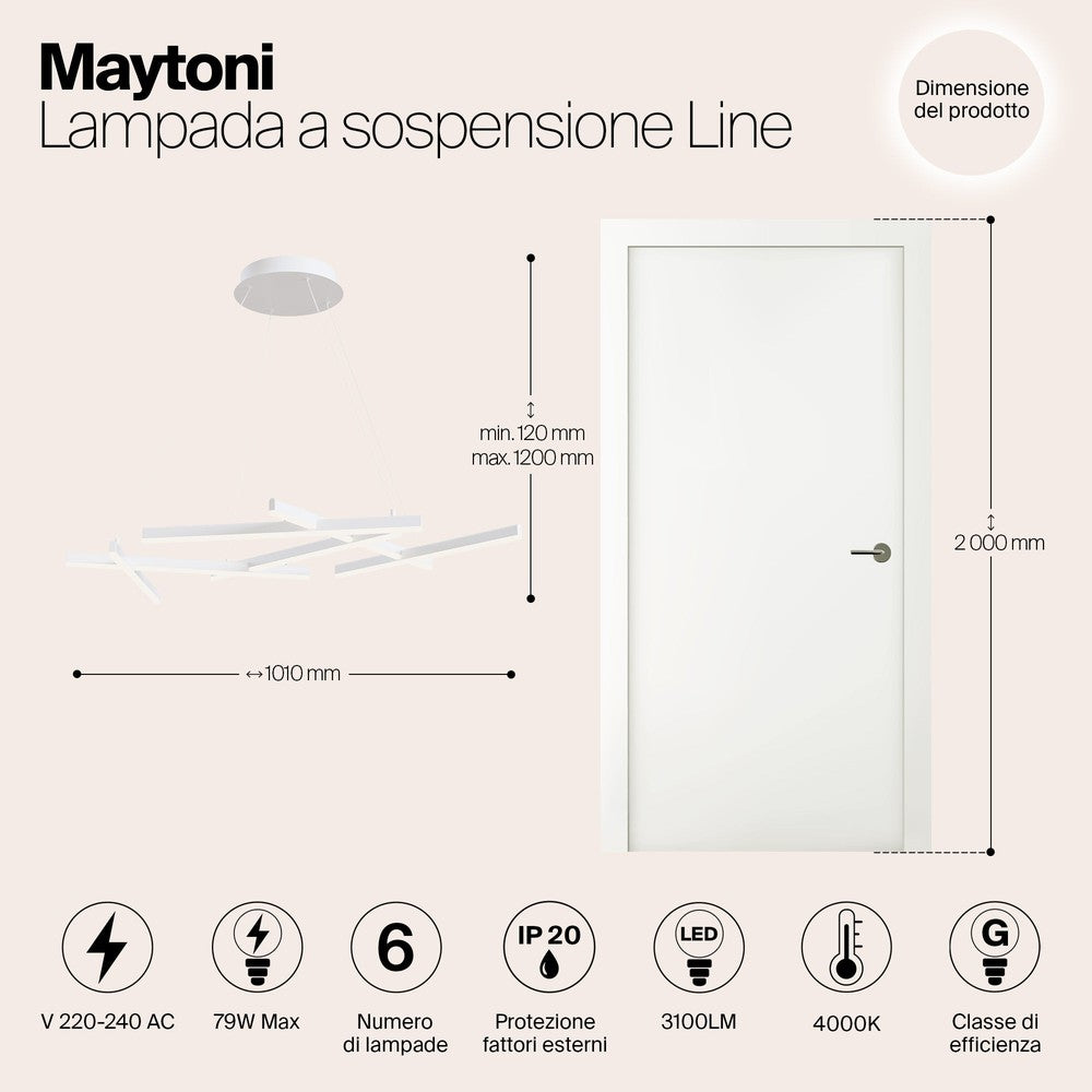 Line Pendant Lamp In White-Maytoni-South Charlotte Fine Lighting