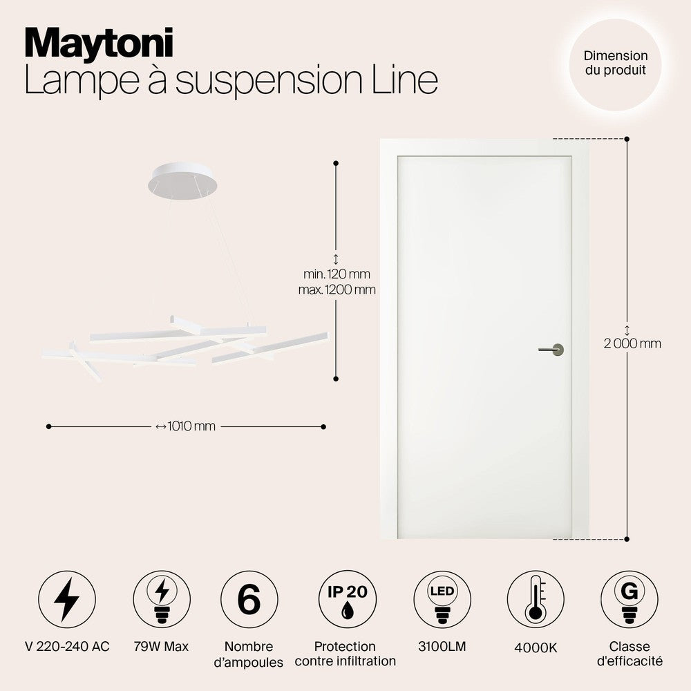 Line Pendant Lamp In White-Maytoni-South Charlotte Fine Lighting