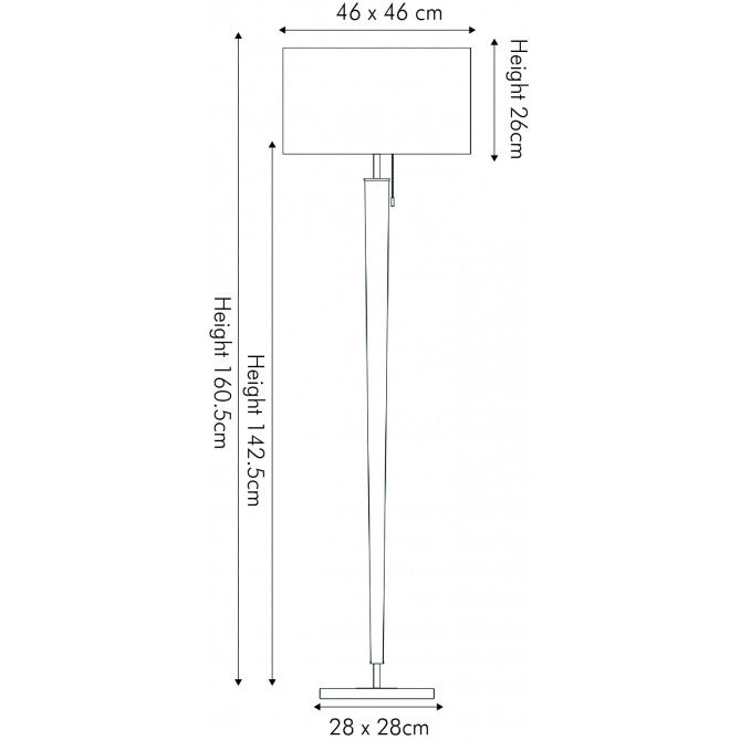Sizes for the Lowry contemporary floor lamp