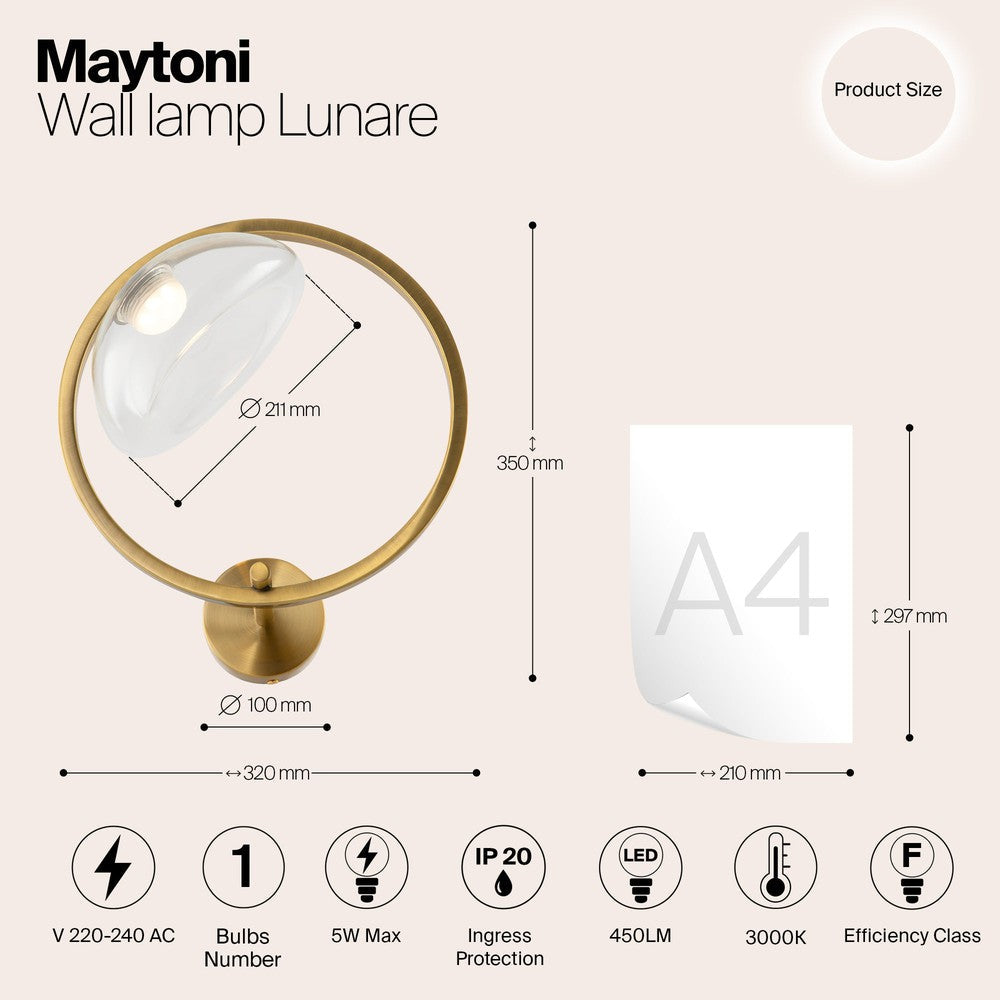 Lunare Wall Lamp With Brass Styling-Maytoni-South Charlotte Fine Lighting