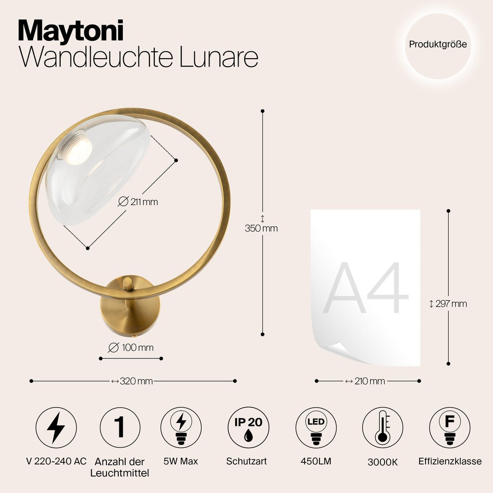Lunare Wall Lamp With Brass Styling-Maytoni-South Charlotte Fine Lighting