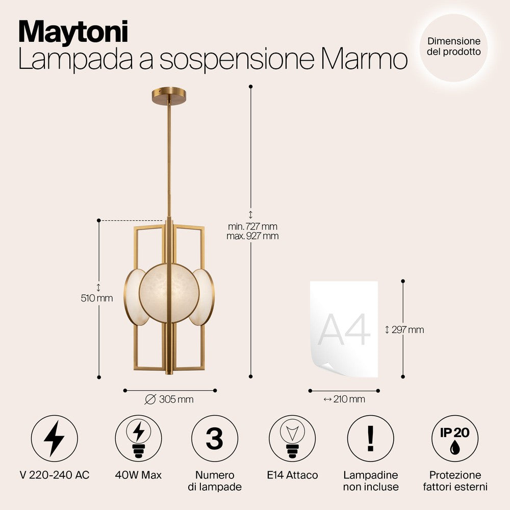 Marmo Chandelier With Gold Styling - Single Light-Maytoni-South Charlotte Fine Lighting