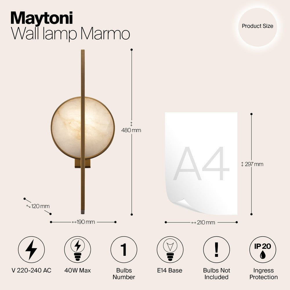 Marmo Large Wall Lamp With Gold And Marble Styling-Maytoni-South Charlotte Fine Lighting