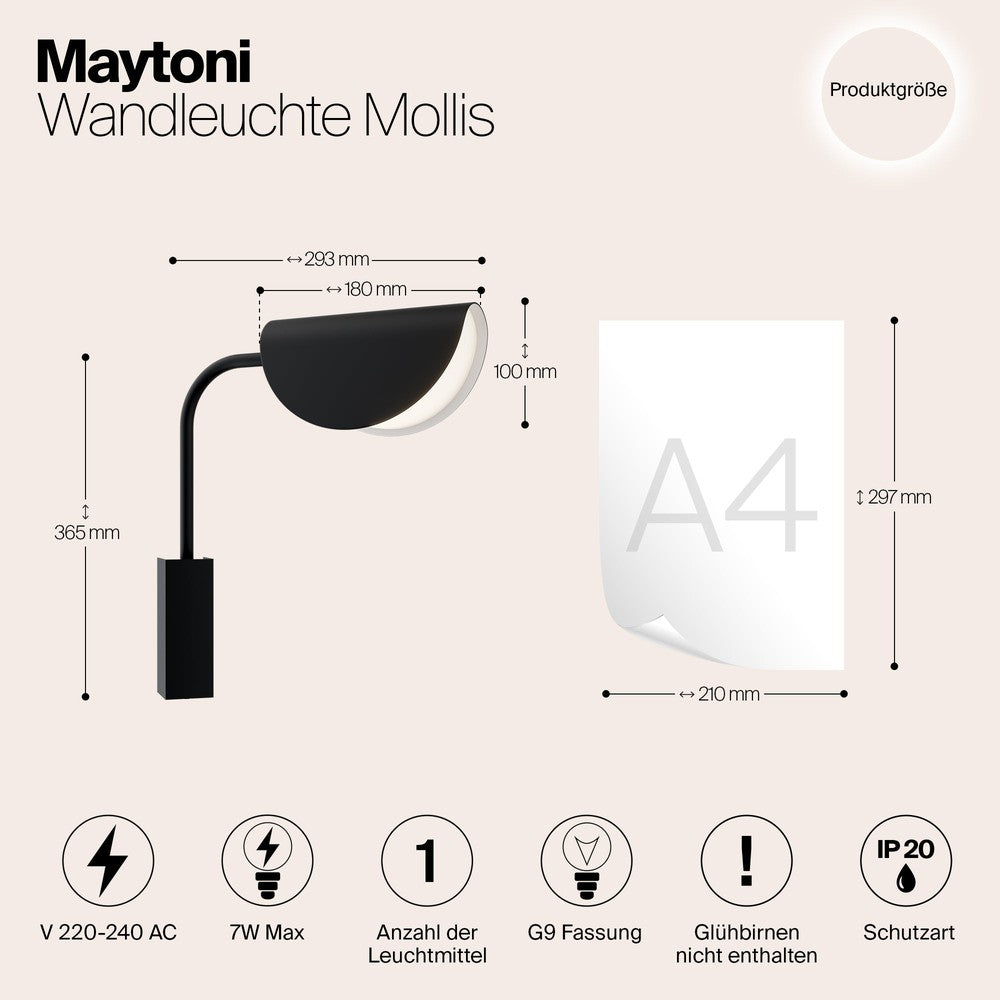 Mollis Vertical Wall Lamp In Black-Maytoni-South Charlotte Fine Lighting