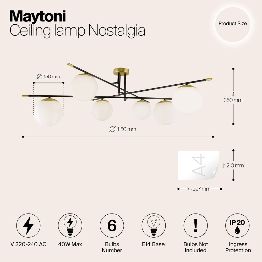 Nostalgia Ceiling Lamp With Gold Styling-Maytoni-South Charlotte Fine Lighting