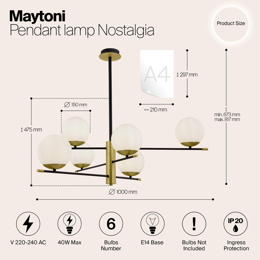 Nostalgia Six Way Chandelier With Gold Styling-Maytoni-South Charlotte Fine Lighting